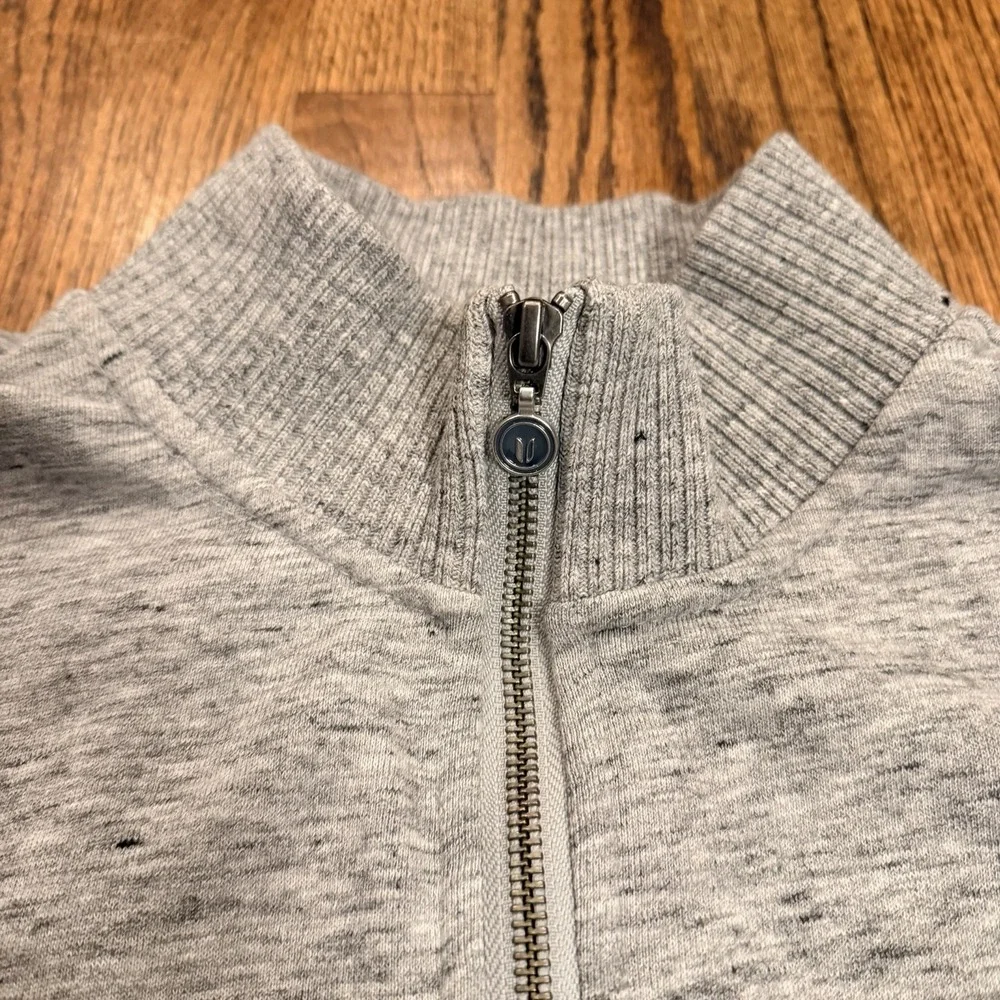 Linksoul Men's Medium Full Zip Knit‎ Sweater Jacket Heather Gray Golf Casual